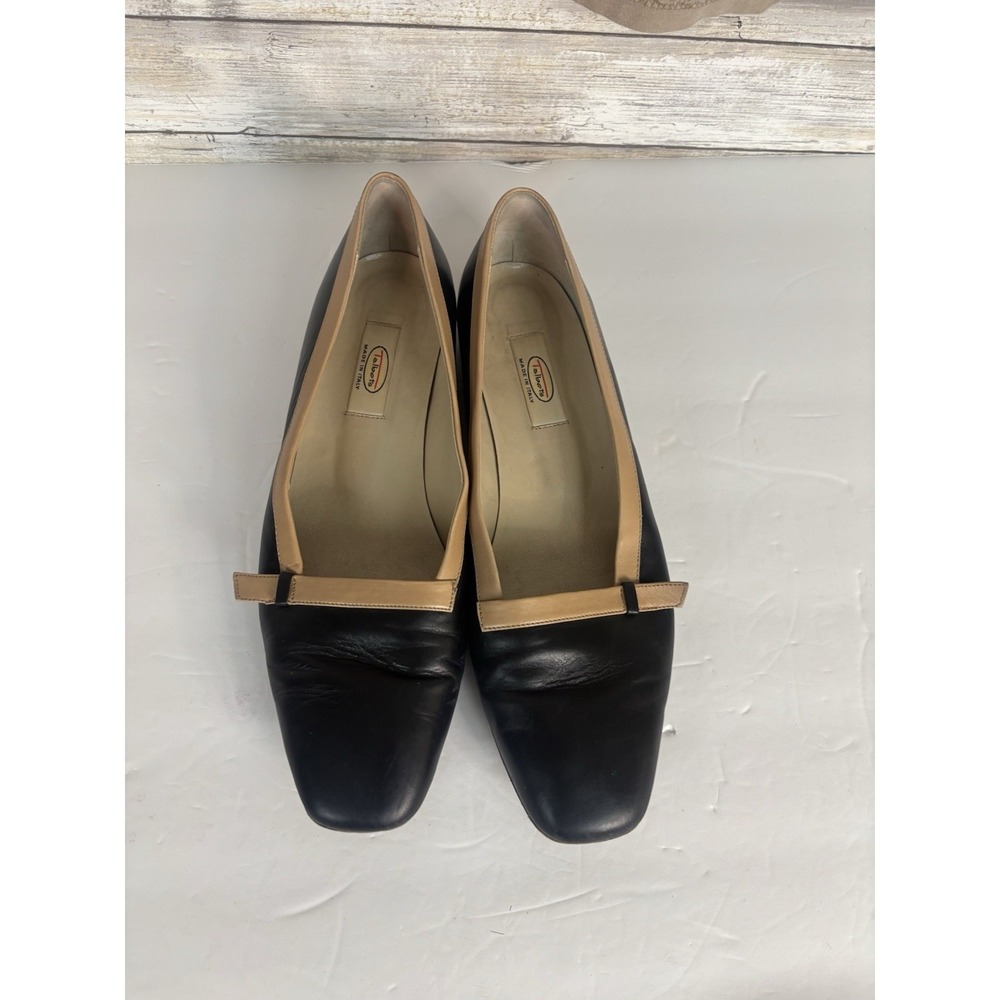 Talbots Flats Loafers Women's 9.5 N Vintage Black Tan Italy
